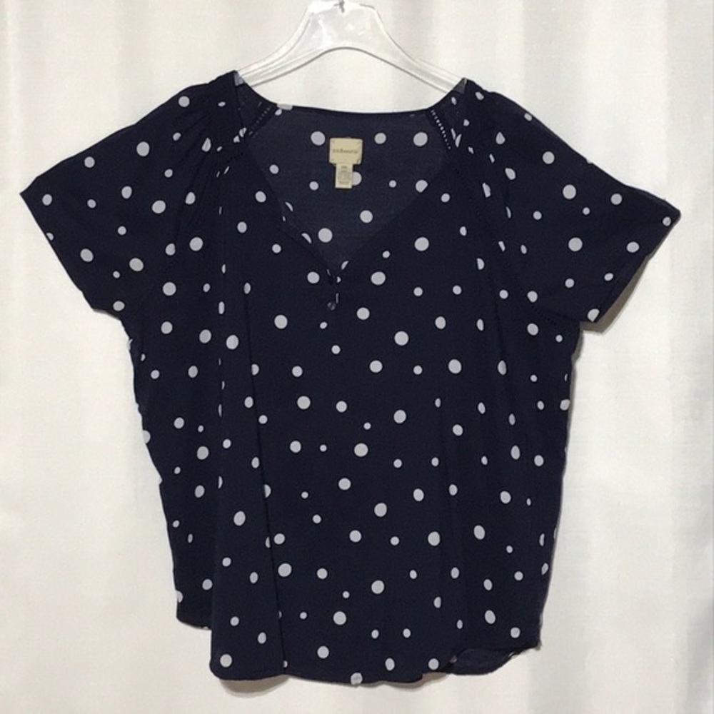 G.H. Bass & Co. Navy Polka Dot Blouse